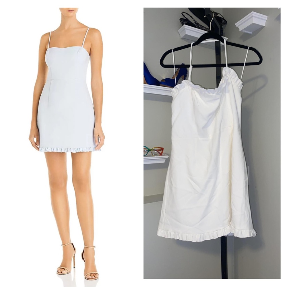 French Connection Womens Whisper Ruffled Hem Adjustable Strap Mini Dress - Picture 1 of 7
